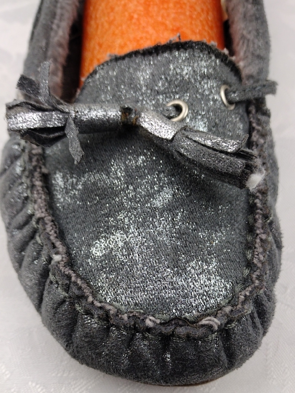 Madden Girl Literal Grey Metallic Fabric Tassel Upper Round Toe Moccasin Shoe - Picture 12 of 16